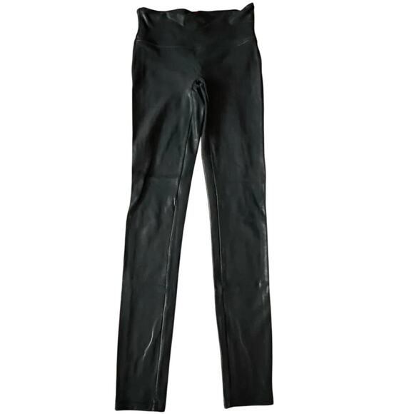 Spanx Faux Leather Leggings High Waisted Smoothing Sleek Black Size Small - Picture 3 of 7